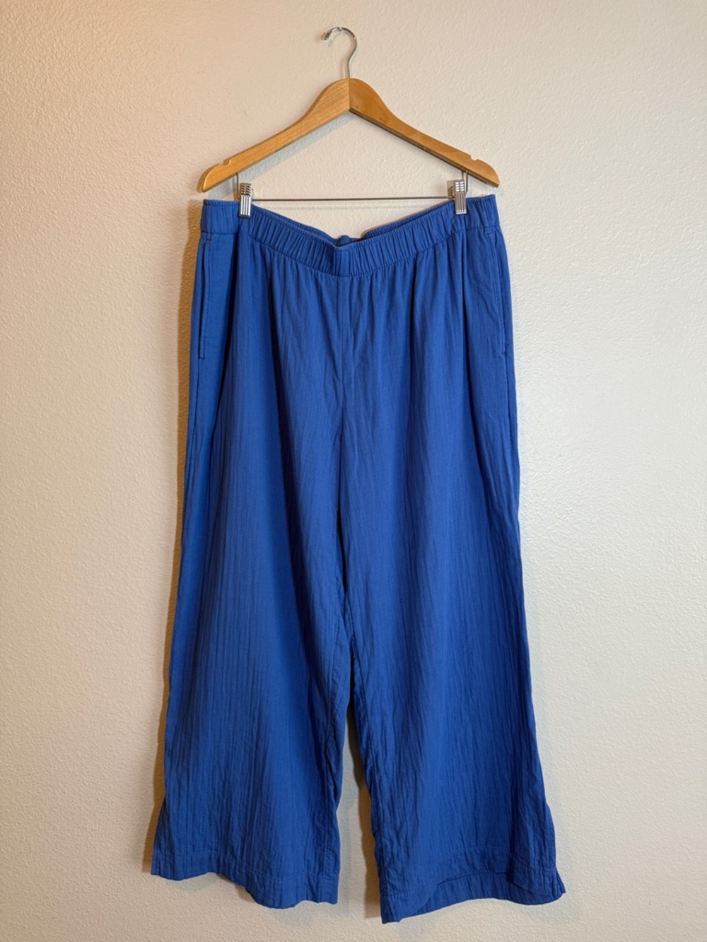 Old Navy XL High Rise Wide Leg Pants Blue Comfort Waistband Gauzy Coastal Relax